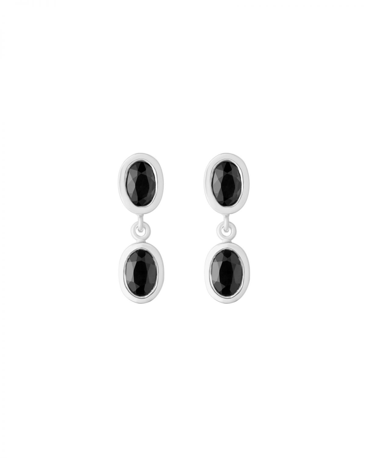 Baby Duo Ying Earrings, Black Sapphires