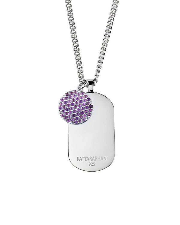 Pavé Tagged ID Necklace, Amethyst