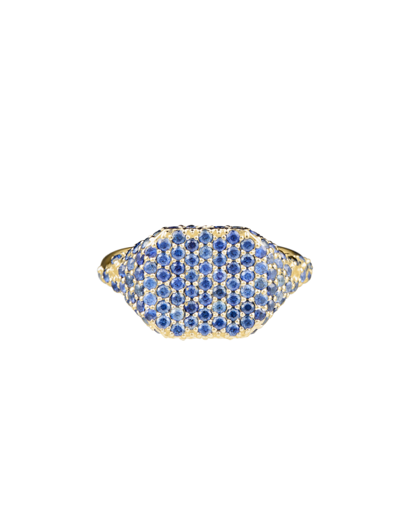 Pavé Rym Signet Ring, Blue Sapphire