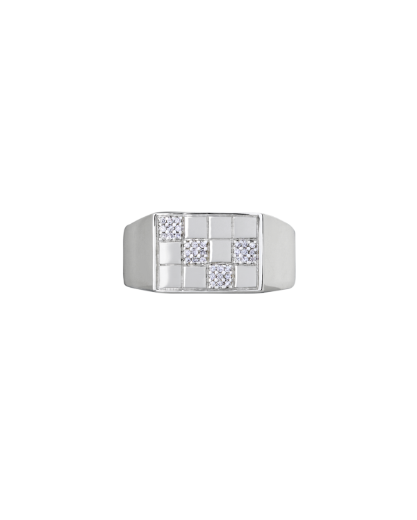 Zigzag Pavé Chata Signet Ring, Diamond