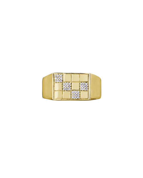 Zigzag Pavé Chata Signet Ring, Diamond