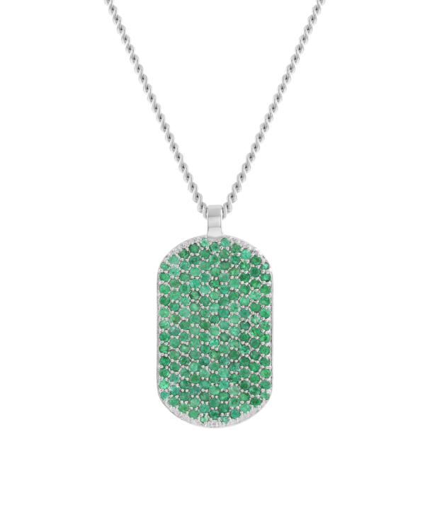 Frosted ID Necklace, Emerald