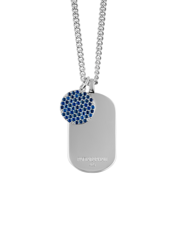 Pavé Tagged ID Necklace, Blue Sapphire