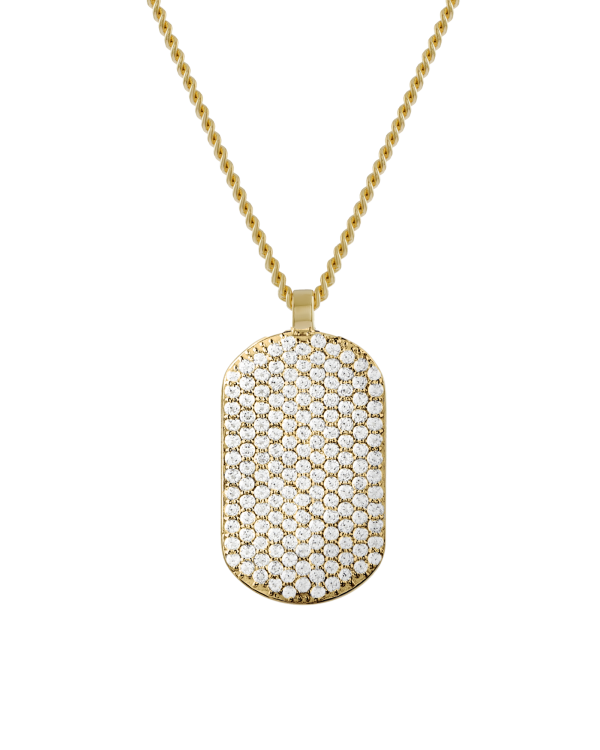 Frosted ID Necklace, Diamonds