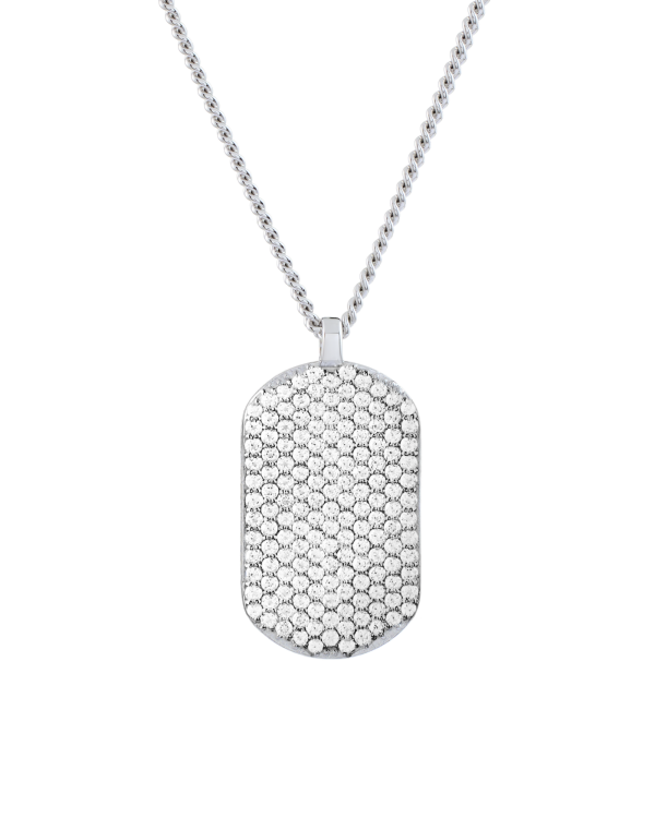 Frosted ID Necklace, Diamonds