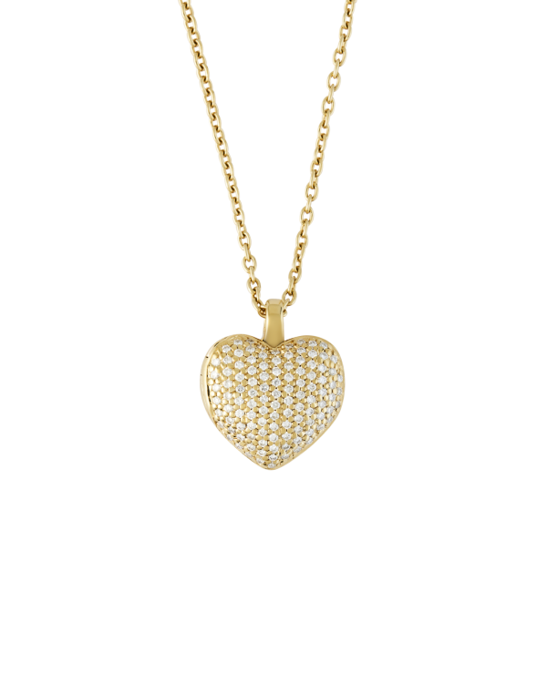 Pavé Lover Locket Necklace, White Topaz