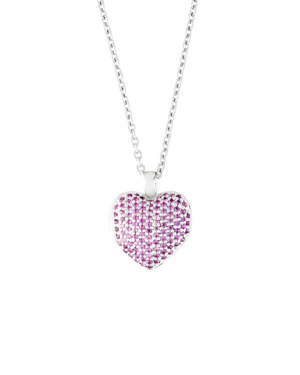 Pavé Lover Locket Necklace, Pink Sapphire