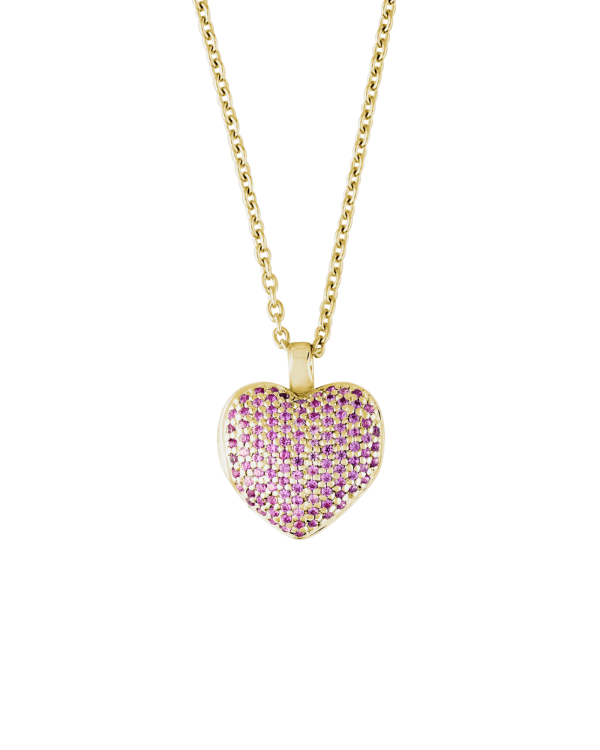 Pavé Lover Locket Necklace, Pink Sapphire