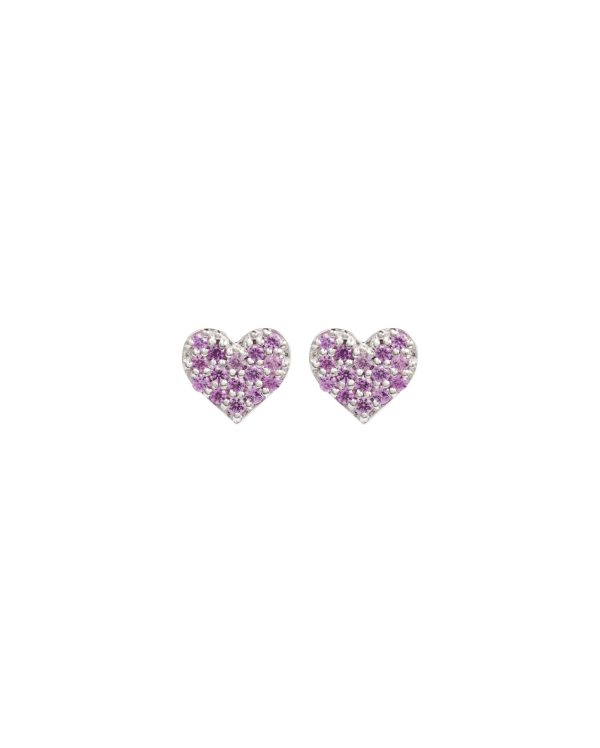 Pavé Tiny Lovers Studs, Pink Sapphire