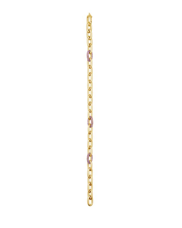 Tri Pavé Baby Seamless Link Bracelet, Amethyst