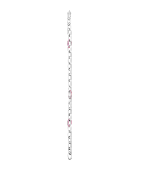 Tri Pavé Baby Seamless Link Bracelet, Pink Sapphire